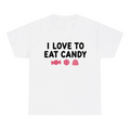 I Love To Eat Candy — matching couple t-shirt, front print