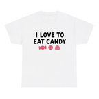 I Love To Eat Candy — matching couple t-shirt, front print